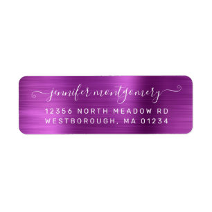 Chic Violet Brushed Metall Return-adressetikett Returadress Etikett