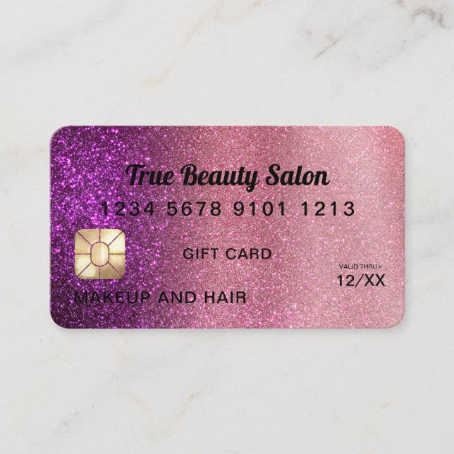 Chic Violet Glitter Kredit kort Gift-certifikat (Framsida)