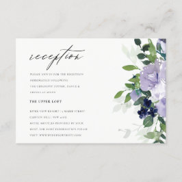 Chic Violet Lila Blommigt Leafy Wedening Reception Tilläggskort