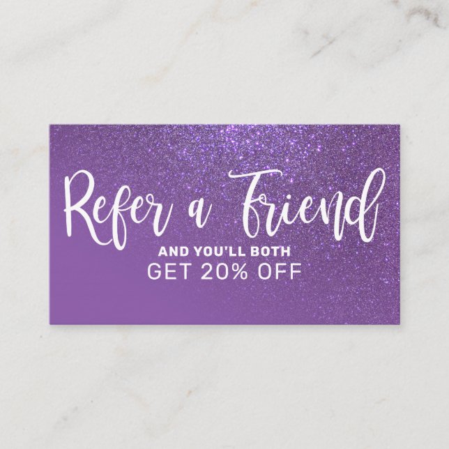 Chic Violet Lila Glitter Gradient Typografi Rabattkort (Framsida)