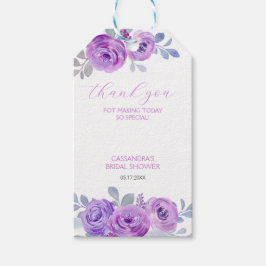Chic Violett Ros Grönska Blommig Bröllopsdusch Presentetikett