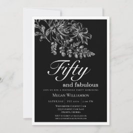 Chic Vit Blommigt 50 och Fabulous Birthday Inbjudningar