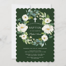 Chic Vit Blommigt Baptism i Kor Vit Inbjudningar