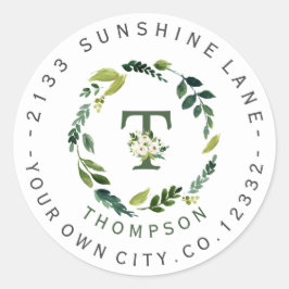 Chic Vit Blommigt, cirkulär adressetikett Runt Klistermärke