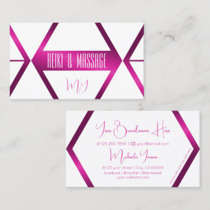 Chic Vit geometrisk Rosa med Monogram Visitkort