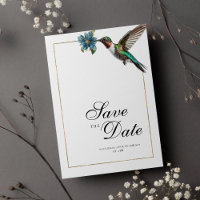 Chic vit guld färgfull hummingbird Spara datum