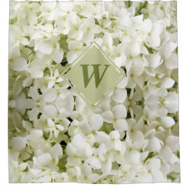 Chic Vit Hydrangea Sage Grönt Monogram