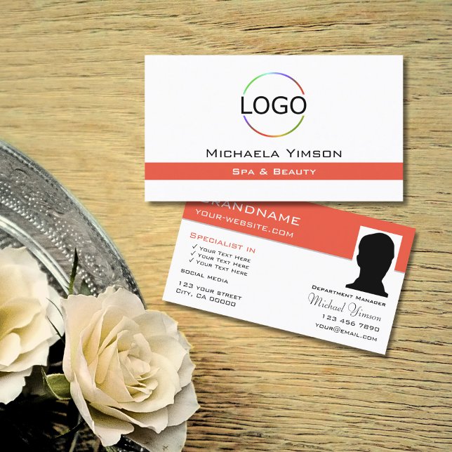 Chic Vit lax med Logotyp och fotoProfessionell Visitkort (Skapare uppladdad)