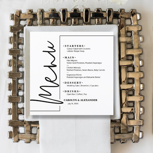 Chic vit meny (Chic square white menu cards)