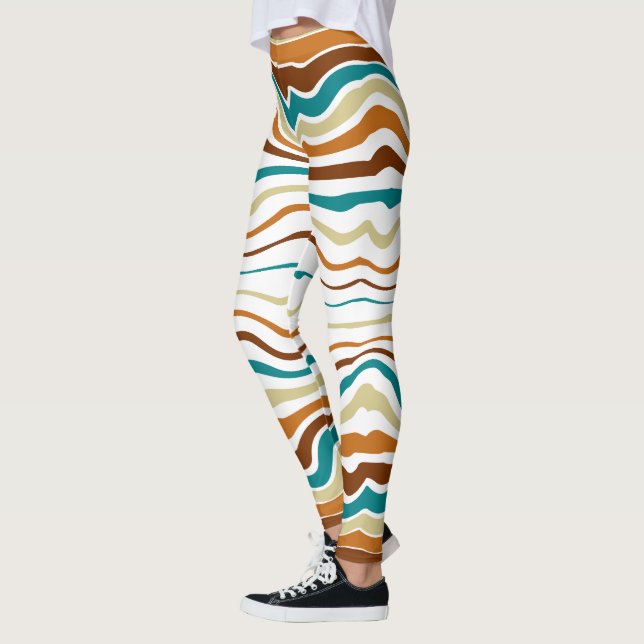 chic vit och brun blå rand Leggering Leggings (Vänster)