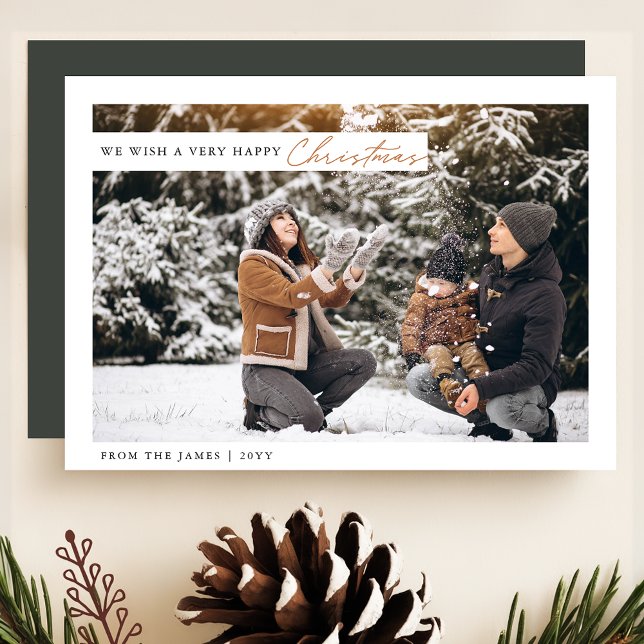 Chic Vit och Grönt Lycklig jul Julkort (Skapare uppladdad)