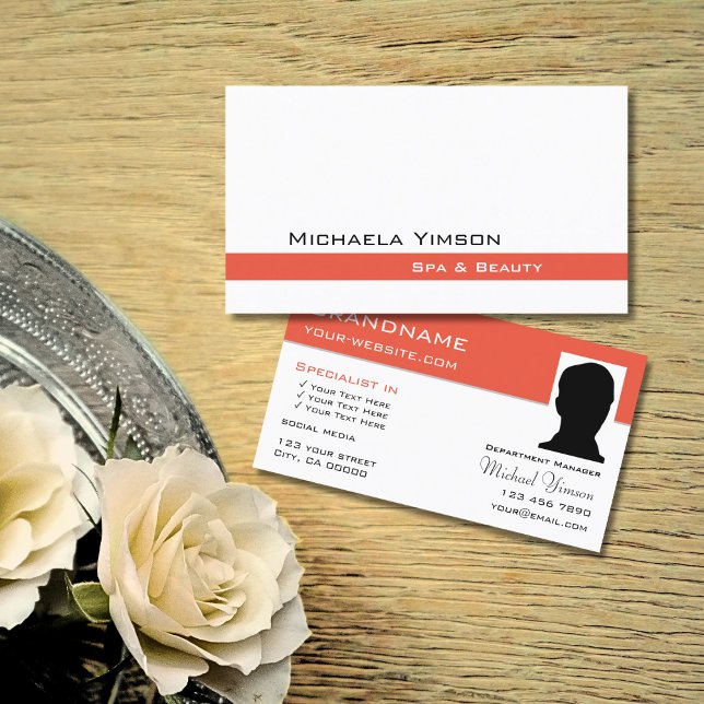 Chic Vit och lax med Photo Professionell Visitkort (Skapare uppladdad)
