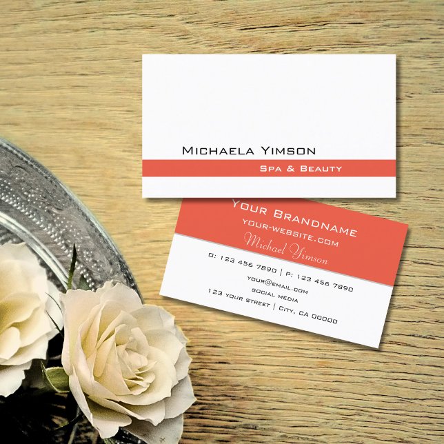 Chic Vit och lax Modern Coola Professionell Visitkort (Skapare uppladdad)