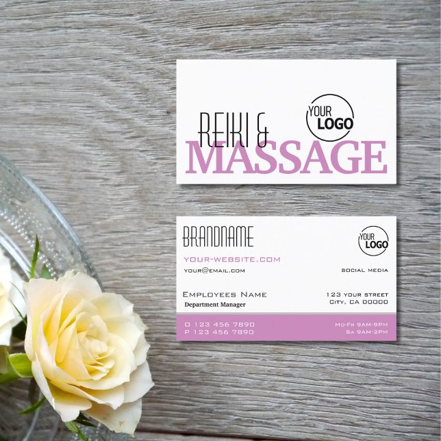 Chic Vit och Rosa Enkel Snyggt med Logotyp Visitkort (Skapare uppladdad)