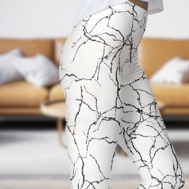 Chic Vit och svart fraktur Mönster Leggings