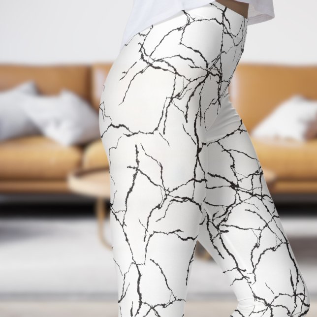 Chic Vit och svart fraktur Mönster Leggings (Chic White and Black Fracture Pattern Leggings)