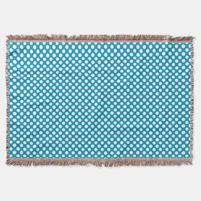 Chic Vit på Blue Jumbo Polka dots Throw Blanket Filt (Framsidan)