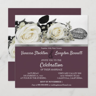 Chic Vit ros bröllopsinbjudan Inbjudningar