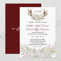Chic Vit ros Burgundy Antlers Bröllop