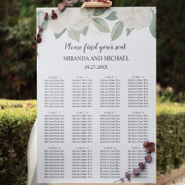 CHIC VIT ROS FLÖDEN BOTANISKT bröllop-säte Poster