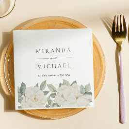 CHIC VIT ROS FLOWERS Botanical Monogram Pappersservett