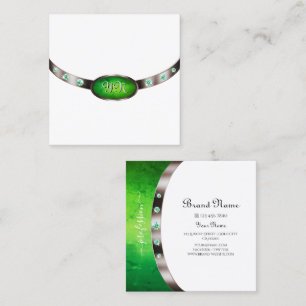 Chic Vit ros Guld Grönt Marble Jewels Monogram Fyrkantigt Visitkort