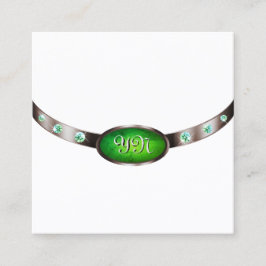 Chic Vit ros Guld Grönt Marble Jewels Monogram Fyrkantigt Visitkort