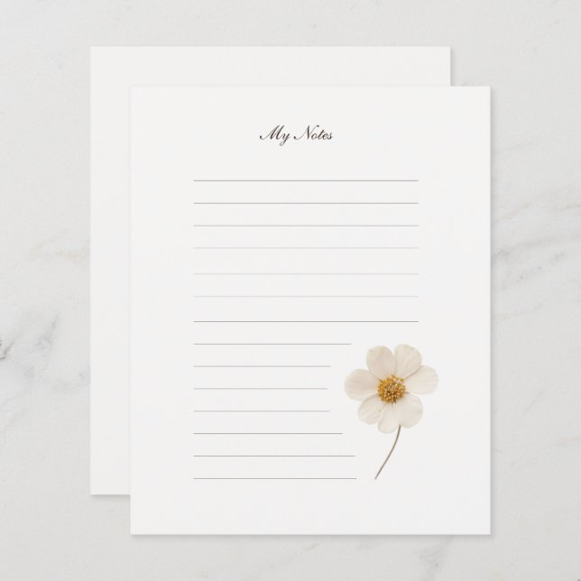 Chic Vit tryckt blomma I Lutat papper Papper (Fram/baksida)