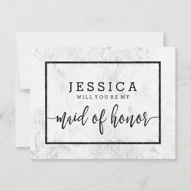 Chic Vita marmor blir du min Maid of honor Inbjudningar (Framsida)