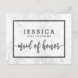 Chic Vita marmor blir du min Maid of honor Inbjudningar