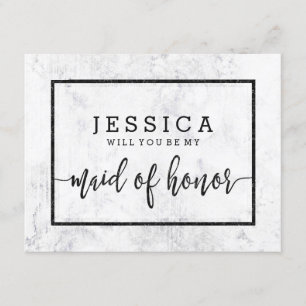 Chic Vita marmor blir du min Maid of honor Inbjudningar