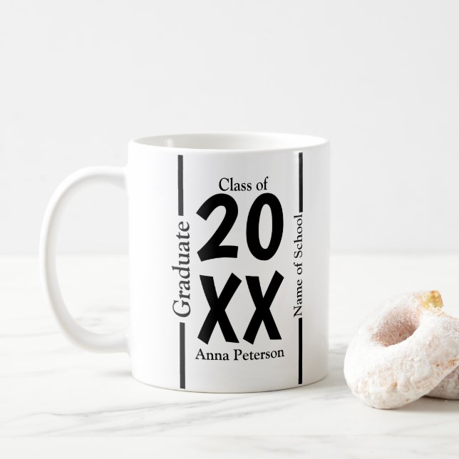 Chic Vita och svarta Anpassningsbarna Studenten Kaffemugg (Med munk)