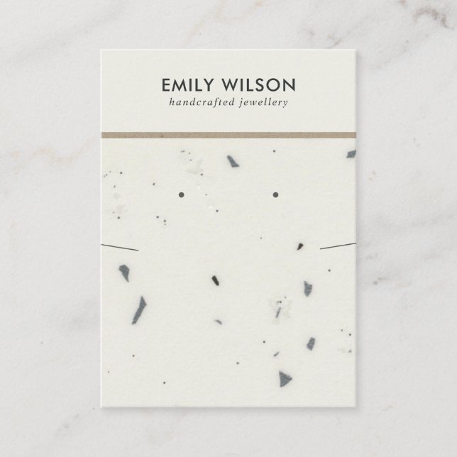 CHIC VITE GRÅTT TERRAZO NECKLACE ÖKANDE VISNING VISITKORT (Framsida)
