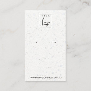 CHIC VITE GRÅTT TERRAZO STUD EARRING VISNING CARD VISITKORT