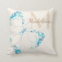 Chic Vitmiskt Elegant Blue Butterfly Monogram