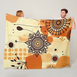 Chic Warm Earthy Autumn Blommigt Mandala Fleecefilt