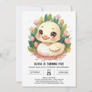 Chic Watercolor Anka Birthday Inbjudningar