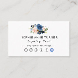 Chic Watercolor Blåa blommor Professionell Busines Lojalitetskort