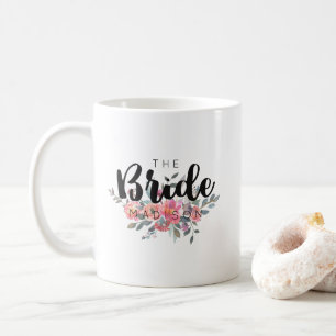 Chic Watercolor Blommigt Bröllop Bride Kaffemugg