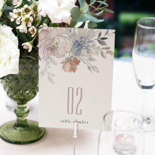Chic Watercolor Blommigt Bröllop webbplats Bordsnummer