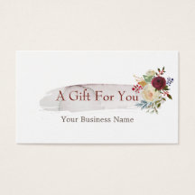 Chic Watercolor Blommigt Burgundy Gift-certifikat