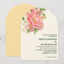 Chic Watercolor blommigt butter gult Bröllop