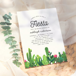 Chic Watercolor Blommigt Cactus Fiesta Möhippa Inbjudningar