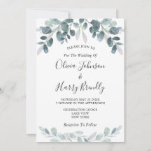 Chic Watercolor Eucalyptus Bloom Bröllop