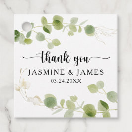 Chic Watercolor Eucalyptus Botanical Thank You Gåvor Etiketter