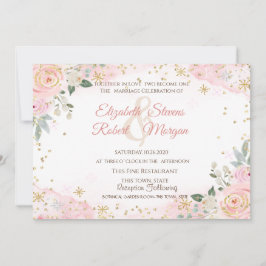 Chic Watercolor Flowers Snowflakes Wedding  Inbjudningar