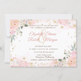 Chic Watercolor Flowers Snowflakes Wedding Inbjudningar