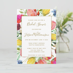 Chic Watercolor Garden Flowers Möhippa Inbjudningar