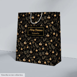 Chic watercolor gold and black festive monogram