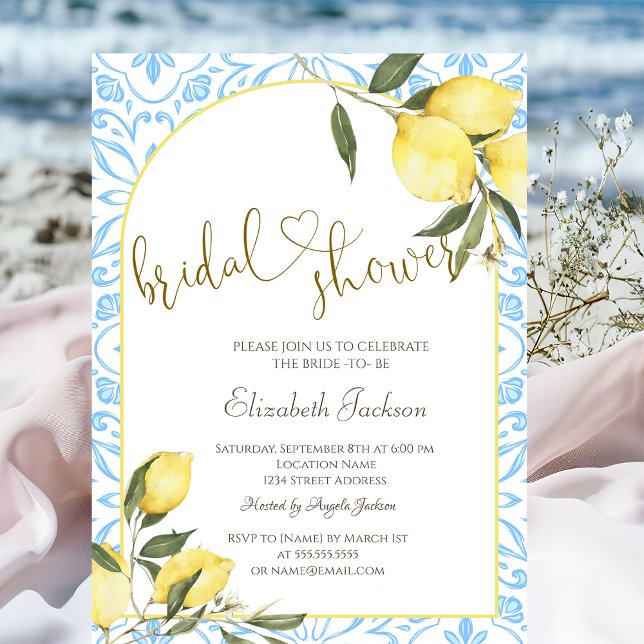 Chic Watercolor Lemons Bridal Shower  Inbjudningar (Skapare uppladdad)